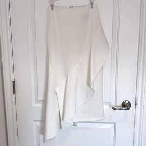 ASOS white midi skirt with peplum ruffles